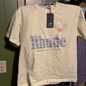 Rhude Men's Pale Yellow Grand Prix Tee
